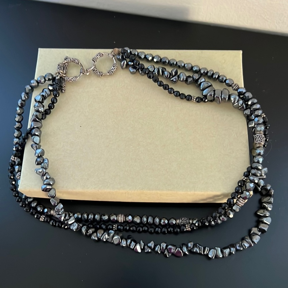 Silpada three strand onyx and silver necklace
